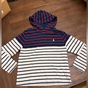 Polo by Ralph Lauren Navy and Red Striped Hoodie, 10-12